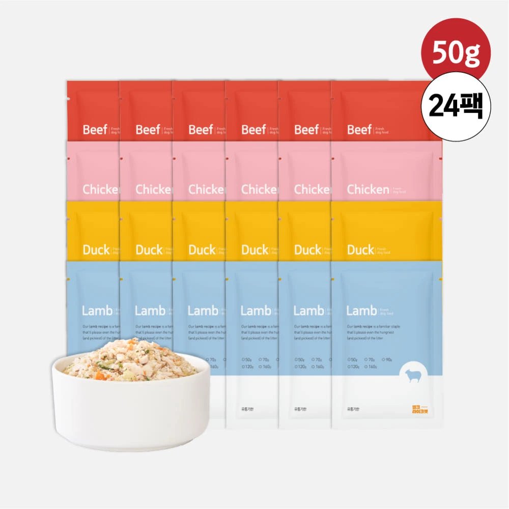강아지 입맛 살리는 비결! 씽크라이크펫 수제 화식 사료 50g 4종 24팩 솔직 급여 가이드