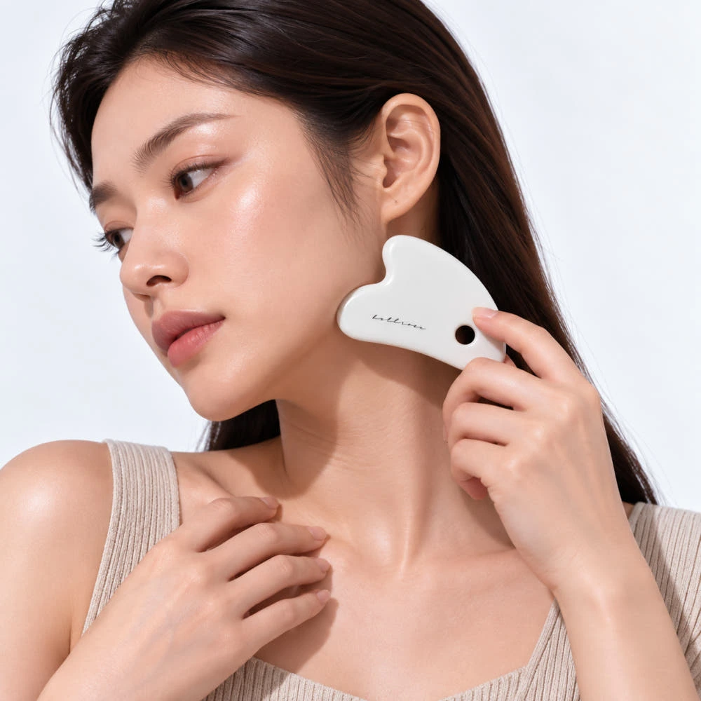 국산 세라믹 괄사 마사지 마사지기 얼굴 하트 도자기 페이스 1개 실제 상품 이미지